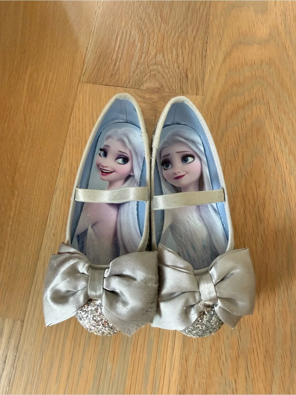 H&M Elsa Glitter Bow flats - sz 10